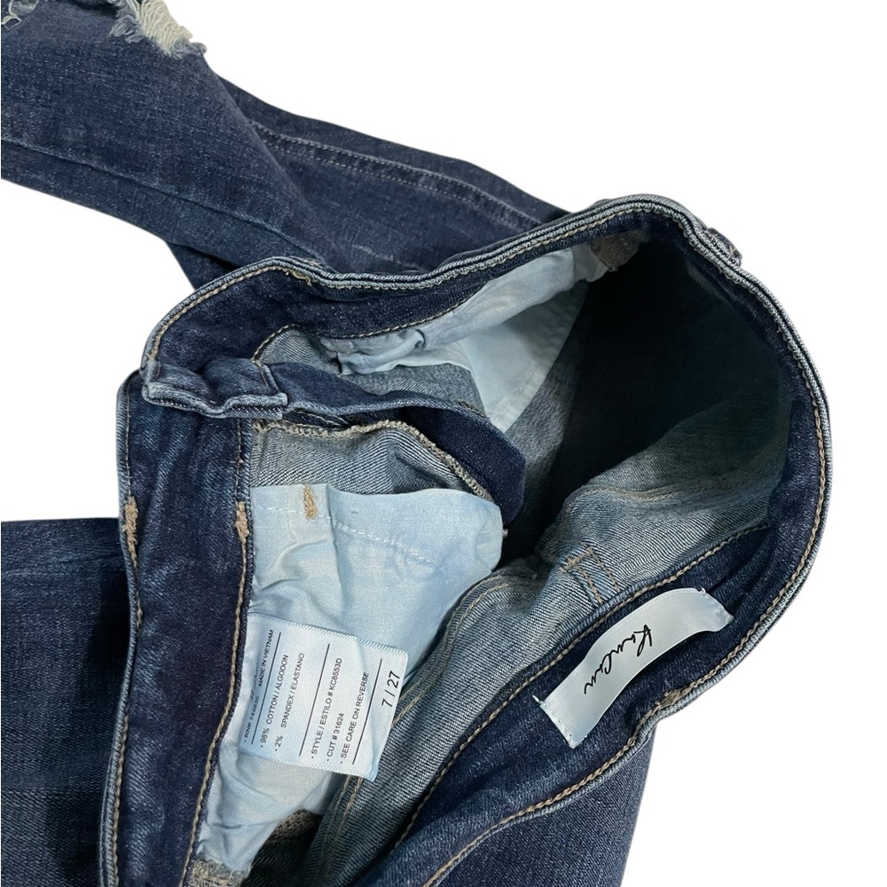Kancan Destroyed Jeans KC8553D Dark Distressed Women’s size 7/27 frayed hem - Picture 5 of 16